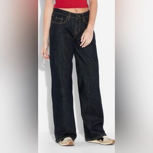 Women's Low-Rise Baggy Jeans Wild Fable Dark Blue 14/31" Inseam Rigid Denim NWT